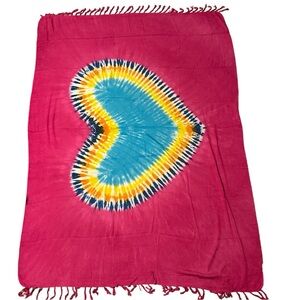❤️Bali Pink Tye Die Heart Sarong Scarf Wrap Parejo❤️